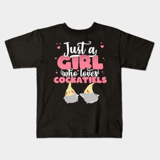 Just A Girl Who Loves Cockatiels kawaii parrot bird lovers design Kids T-Shirt